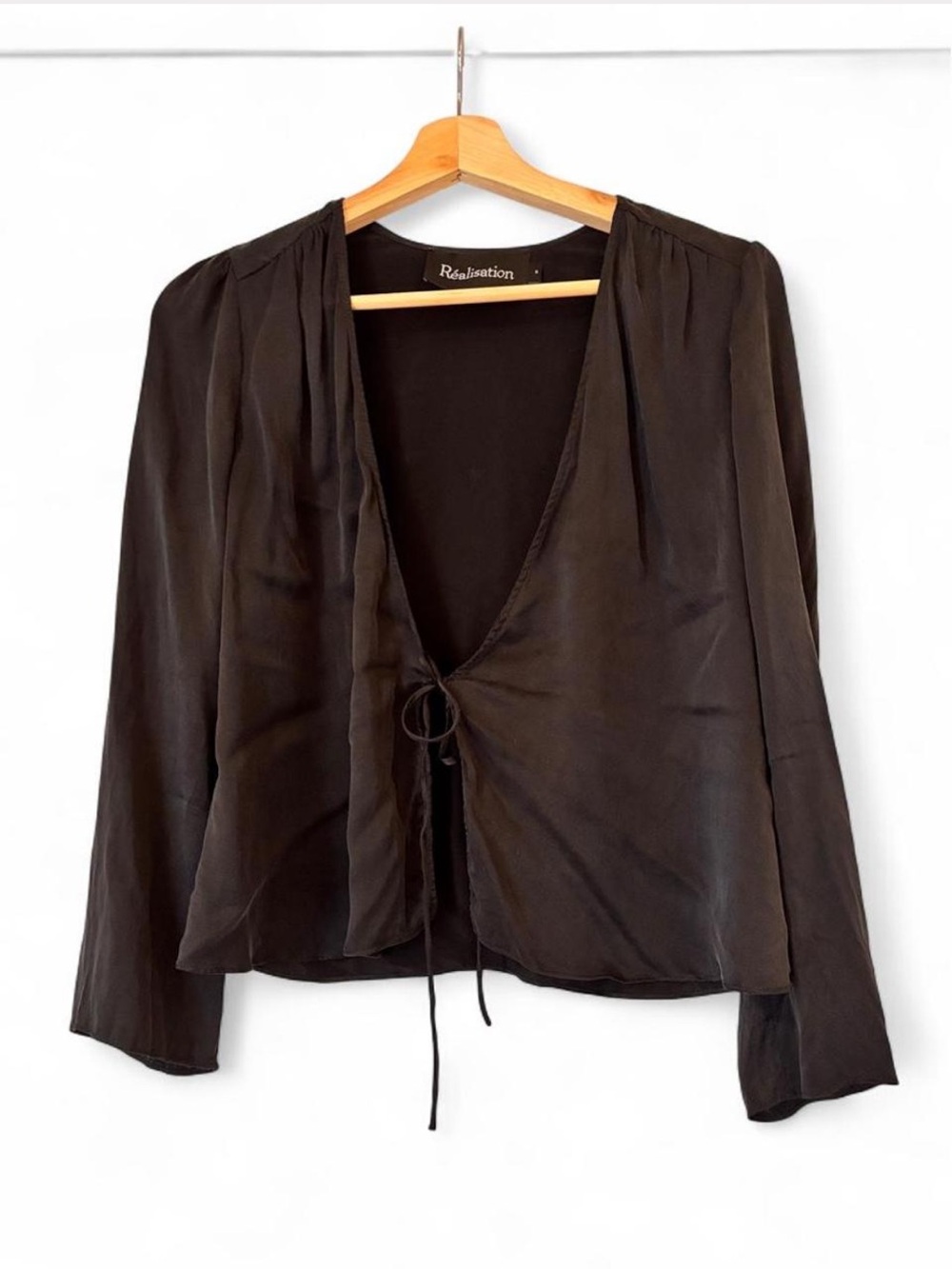 Realisation Par Black 100% Silk Bianca Top Size S
